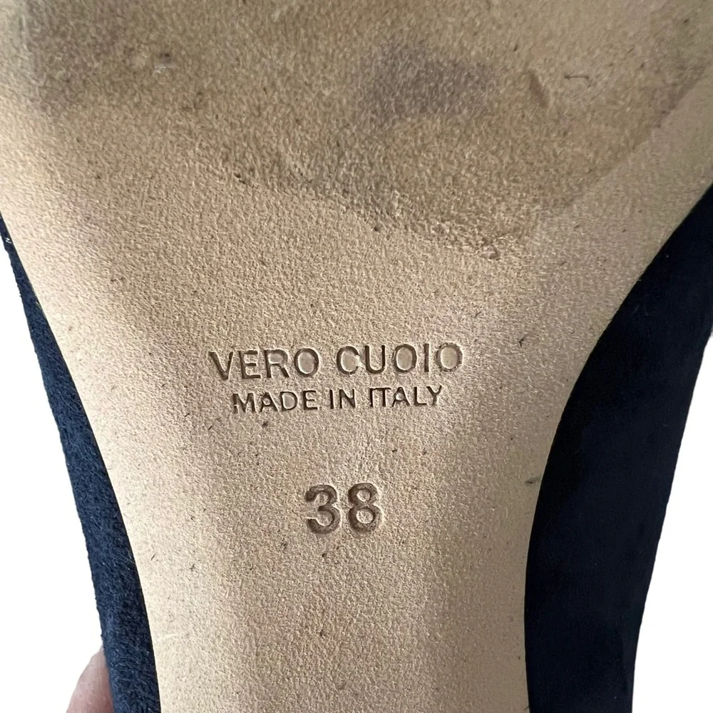Andrea Carrano RICCIA NAVY SUEDE Mid-Calf Bootie Women’s Size 7.5 - Picture 8 of 12